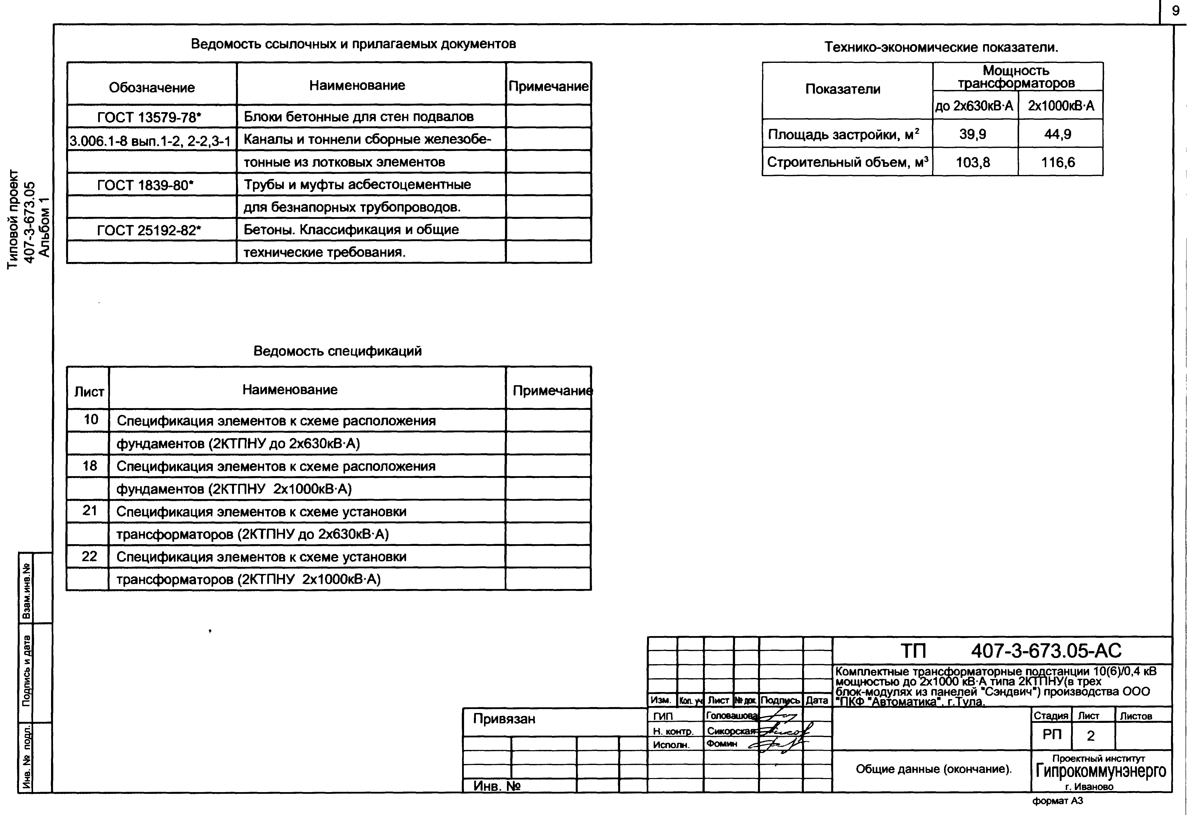 Типовой проект 407-3-673.05