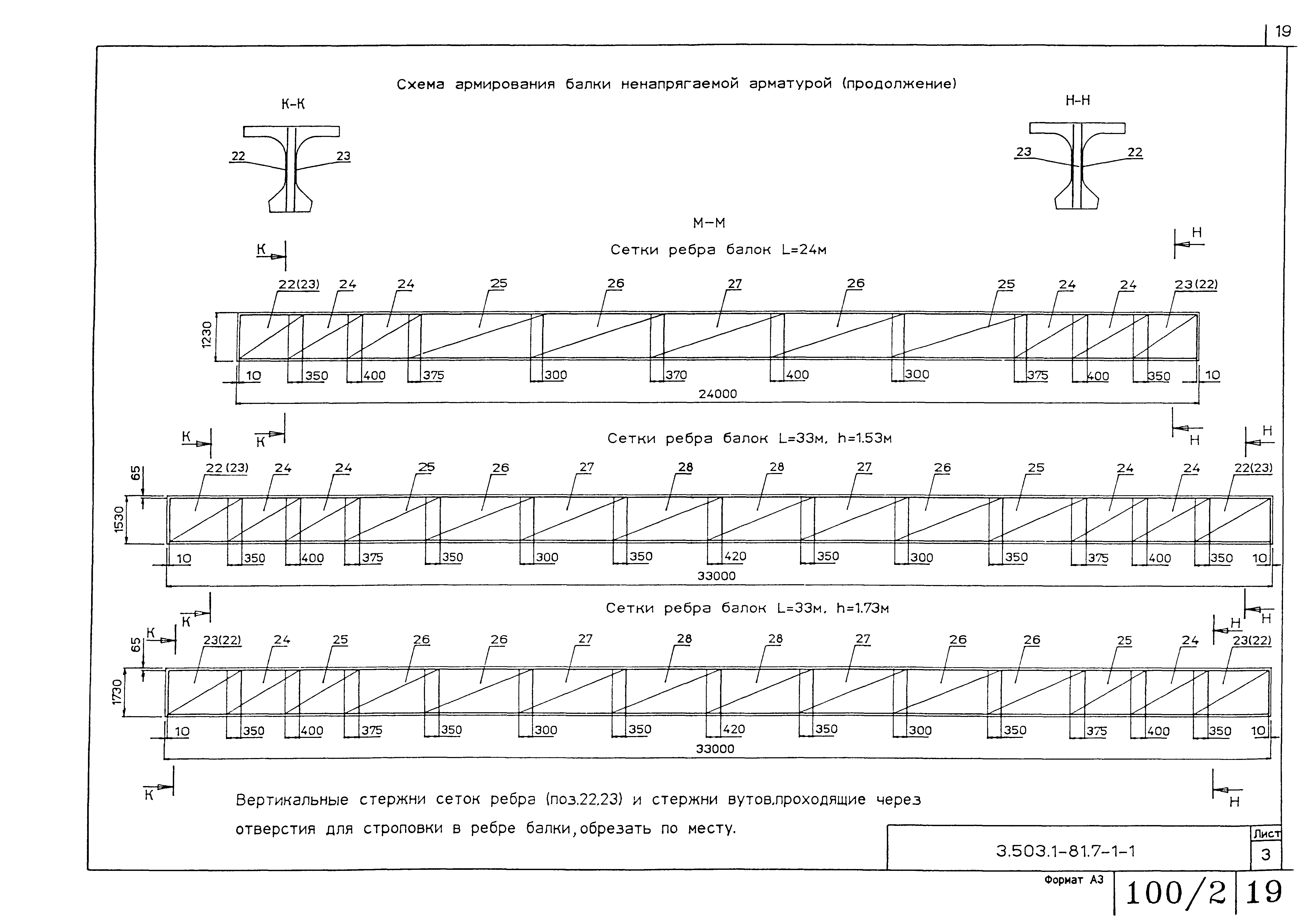 Схема армирования балки