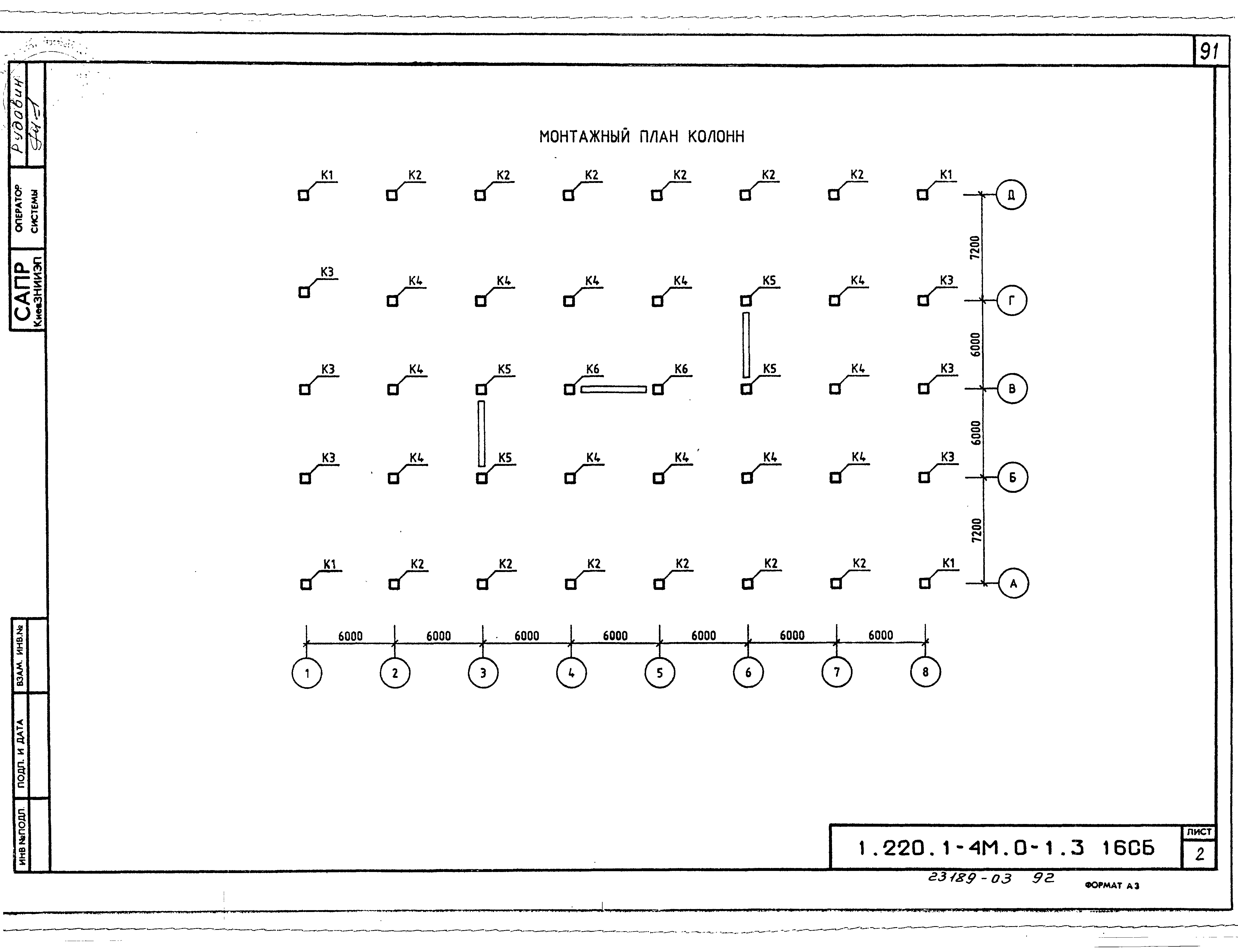 Маркировка колонн на плане