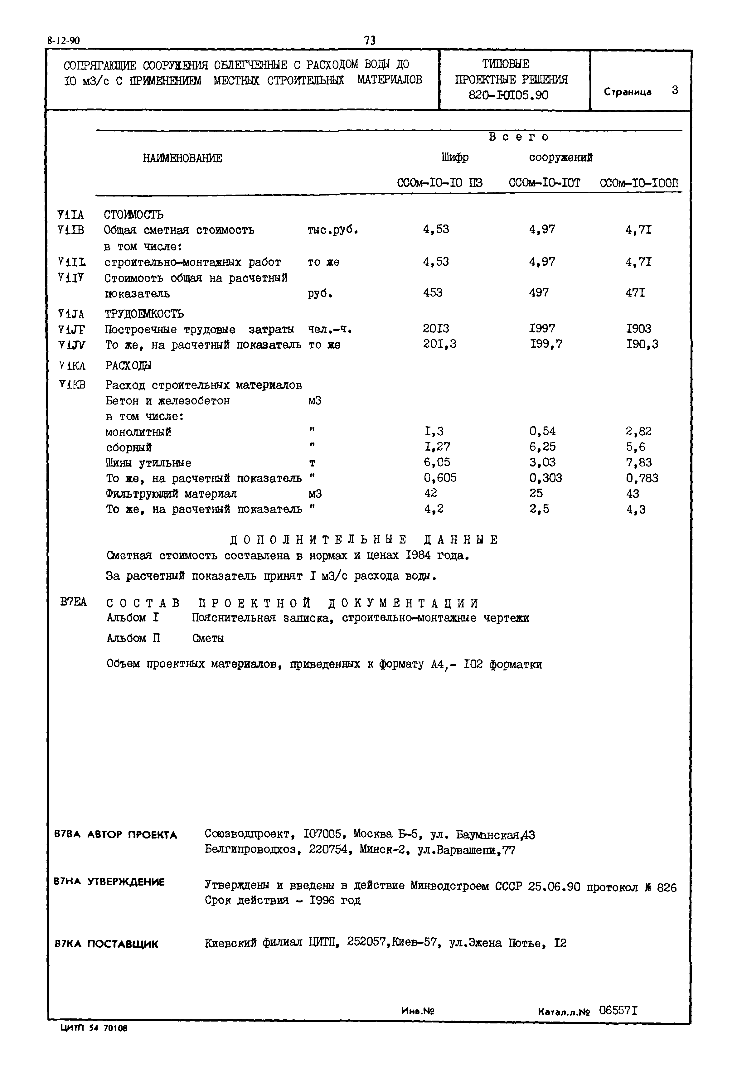 Типовые проектные решения 820-1-0105.90